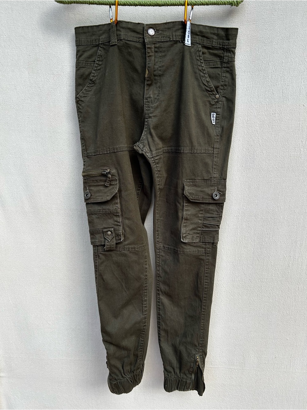 Womens Olive Cargo Jogger Pants - Casual Utility Style